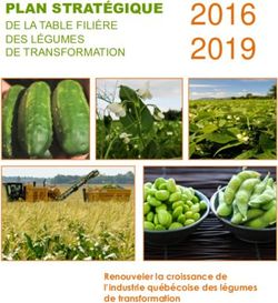 2016 2019 DE LA TABLE FILIÈRE DES LÉGUMES DE TRANSFORMATION MAPAQ