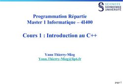 Cours 1 : Introduction au C++ - Programmation Répartie Master 1 Informatique - 4I400 - LIP6