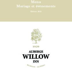 Menu Mariage et &eacute;v&egrave;nements - &Eacute;dition 2022 - Auberge Willow Inn