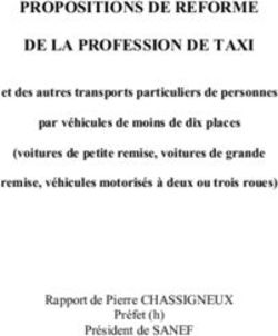 PROPOSITIONS DE REFORME DE LA PROFESSION DE TAXI