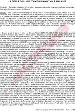 LA DISRUPTION, UNE FORME D'INNOVATION À MANAGER - CREG