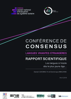CONFÉRENCE DE RAPPORT SCIENTIFIQUE - LANGUES VIVANTES ÉTRANGÈRES - Cnesco