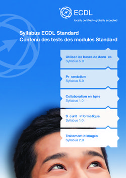 Syllabus ECDL Standard Contenu des tests des modules Standard - Utiliser les bases de données Syllabus 5.0 Présentation Syllabus 5.0 Collaboration ...