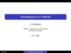 Développement sur Android - V. Barichard L3 - Info