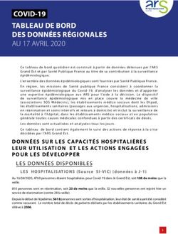 COVID-19 TABLEAU DE BORD DES DONNÉES RÉGIONALES