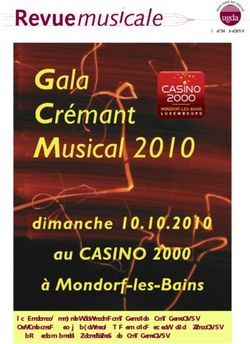 Stages et Weekends de septembre à novembre 2010 Prévente pour "Tanz der Vampire" à partir du 5 juillet 2010 Concours Jeunes Solistes, le 14 ...