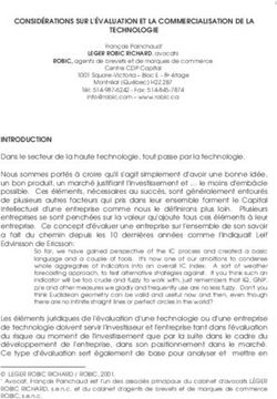 CONSID&Eacute;RATIONS SUR L'&Eacute;VALUATION ET LA COMMERCIALISATION DE LA TECHNOLOGIE - ROBIC