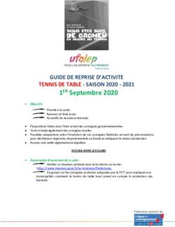 1ER Septembre 2020 GUIDE DE REPRISE D'ACTIVITE TENNIS DE TABLE - SAISON 2020 2021 - Ufolep
