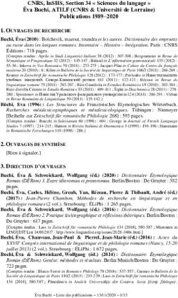 CNRS, INSHS, SECTION 34 " SCIENCES DU LANGAGE " ÉVA BUCHI, ATILF (CNRS & UNIVERSITÉ DE LORRAINE) PUBLICATIONS 1989-2020