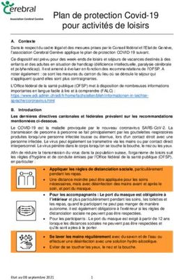 Plan de protection Covid-19 pour activit&eacute;s de loisirs - Cerebral ...