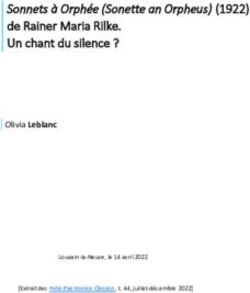 Sonnets &agrave; Orph&eacute;e (Sonette an Orpheus) (1922) de Rainer Maria Rilke. Un chant du silence ? - Olivia Leblanc