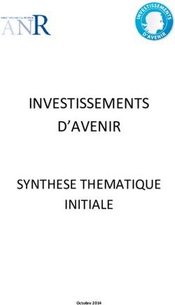 INVESTISSEMENTS D'AVENIR - SYNTHESE THEMATIQUE INITIALE Octobre 2014 - ANR