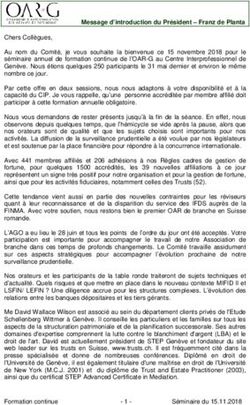 Message d'introduction du Président - Franz de Planta - OAR-G