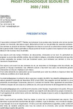 PROJET PEDAGOGIQUE SEJOURS ETE 2020 / 2021