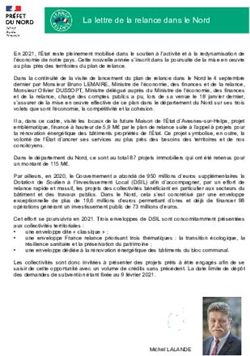 La lettre de la relance dans le Nord - Préfecture du Nord