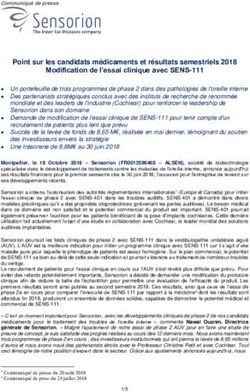 Point sur les candidats m&eacute;dicaments et r&eacute;sultats semestriels 2018 Modification de l'essai clinique avec SENS-111