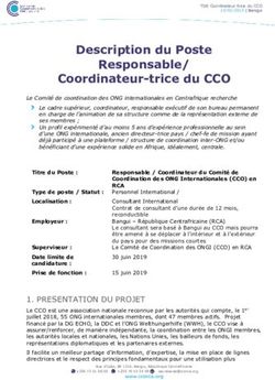 Description du Poste Responsable/ Coordinateur-trice du CCO - Coordination SUD