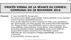 PROCÈS VERBAL DE LA SÉANCE DU CONSEIL COMMUNAL DU 28 NOVEMBRE 2019