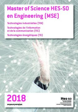 2018 Master of Science HES-SO en Engineering (MSE) Technologies industrielles (TIN) Technologies de l'information et de la communication (TIC) ...