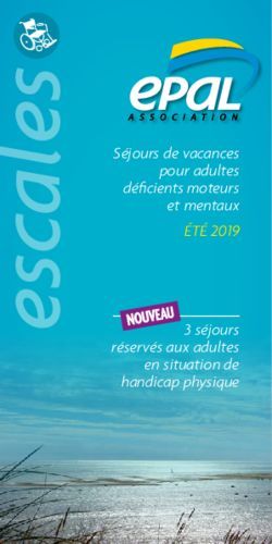 Séjours de vacances pour adultes déficients moteurs et mentaux - ÉTÉ 2019 3 séjours réservés aux adultes en situation de handicap physique - Epal Asso