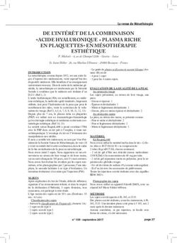 DE L'INTÉRÊT DE LA COMBINAISON EN PLAQUETTES" EN MÉSOTHÉRAPIE ESTHÉTIQUE