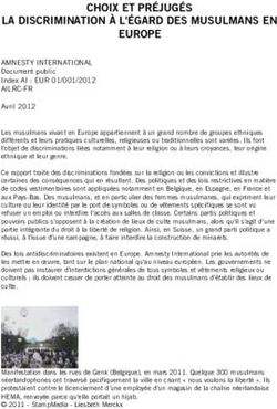 CHOIX ET PRÉJUGÉS LA DISCRIMINATION À L'ÉGARD DES MUSULMANS EN