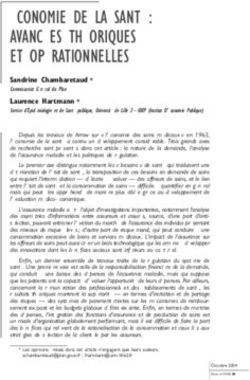 ÉCONOMIE DE LA SANTÉ: AVANCÉES THÉORIQUES ET OPÉRATIONNELLES