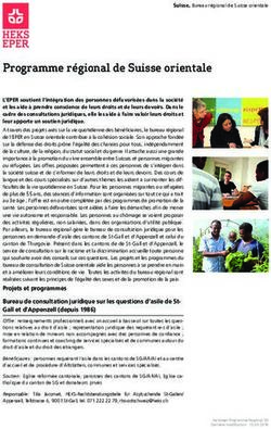 Programme régional de Suisse orientale - Entraide Protestante Suisse