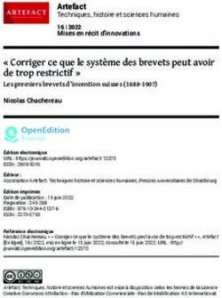 " Corriger ce que le syst&egrave;me des brevets peut avoir de trop restrictif " - Infoscience