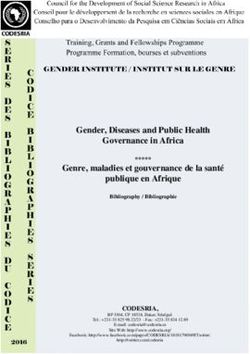 Gender, Diseases and Public Health Governance in Africa Genre, maladies et gouvernance de la sant&eacute; publique en Afrique