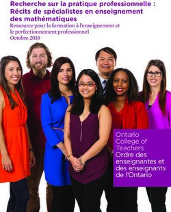 Recherche sur la pratique professionnelle : Récits de spécialistes en enseignement des mathématiques - Ontario College of ...
