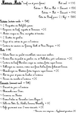 Menus Midi*(sauf we et jours fériés)