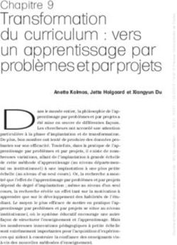 Transformation du curriculum : vers un apprentissage par problèmes et par projets