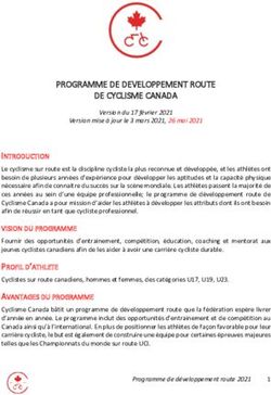 PROGRAMME DE DEVELOPPEMENT ROUTE DE CYCLISME CANADA