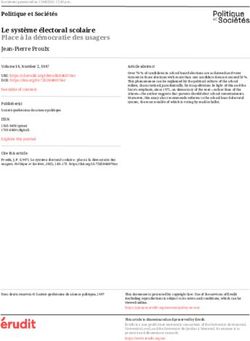 Le système électoral scolaire Place à la démocratie des usagers - Érudit