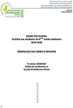 COURS POLYCOPIES S&Eacute;MIOLOGIE DES CRISES D'EPILEPSIE - Destin&eacute; aux &eacute;tudiants de 4&egrave;me ann&eacute;e m&eacute;decine 2019-2020 Pr Amina CHENTOUF Maitre de ...