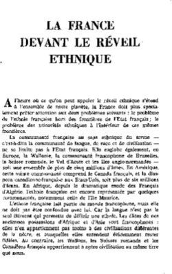 LA FRANCE DEVANT LE RÉVEIL ETHNIQUE - Revue Des Deux Mondes