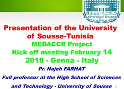 Presentation of the University of Sousse-Tunisia - MEDACCR Project 2018 - Genoa - Italy