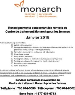 Janvier 2018 Renseignements concernant les renvois au Centre de traitement Monarch pour les femmes - Monarch Recovery Services