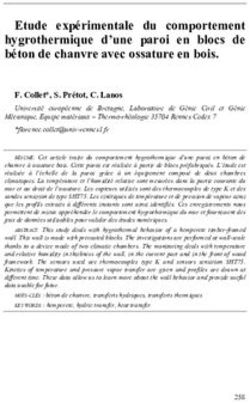 Etude expérimentale du comportement hygrothermique d'une paroi en blocs de béton de chanvre avec ossature en bois - Dspace