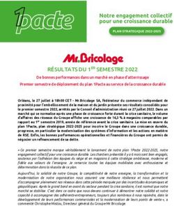 RÉSULTATS DU 1ER SEMESTRE 2022 - Mr.Bricolage