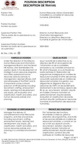 POSITION DESCRIPTION DESCRIPTION DE TRAVAIL