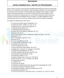 NEERLANDAIS RAPPELS GRAMMATICAUX - MATIERE VUE PRECEDEMMENT