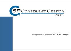 Vous propose La Promotion "La Clé des Champs"