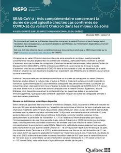 SRAS-COV-2 : AVIS COMPLÉMENTAIRE CONCERNANT LA DURÉE DE CONTAGIOSITÉ CHEZ LES CAS CONFIRMÉS DE COVID-19 DU VARIANT OMICRON DANS LES MILIEUX DE ...