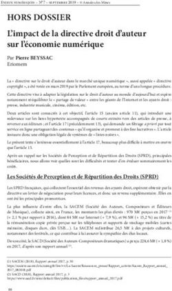 HORS DOSSIER L'impact de la directive droit d'auteur sur l'&eacute;conomie num&eacute;rique