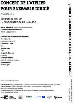 ConCert de l'atelier pour ensemble dirig&eacute; - ACAD&Eacute;MIE - Ircam