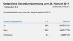 Ergebnisse der Abstimmungen an der ordentlichen Generalversammlung der Novartis AG, 28. Februar 2017 Résultats des votations de l'Assemblée ...