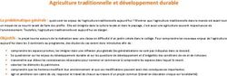 Agriculture traditionnelle et développement durable
