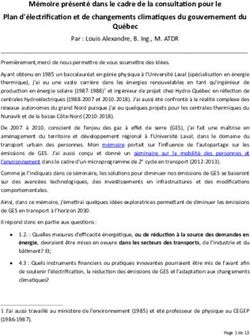 M&eacute;moire pr&eacute;sent&eacute; dans le cadre de la consultation pour le Plan d'&eacute;lectrification et de changements climatiques du gouvernement du Qu&eacute;bec ...